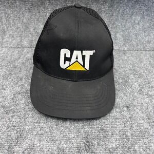 Caterpillar CAT Logo Trucker Hat Mens Black Mesh Back Snapback Cap